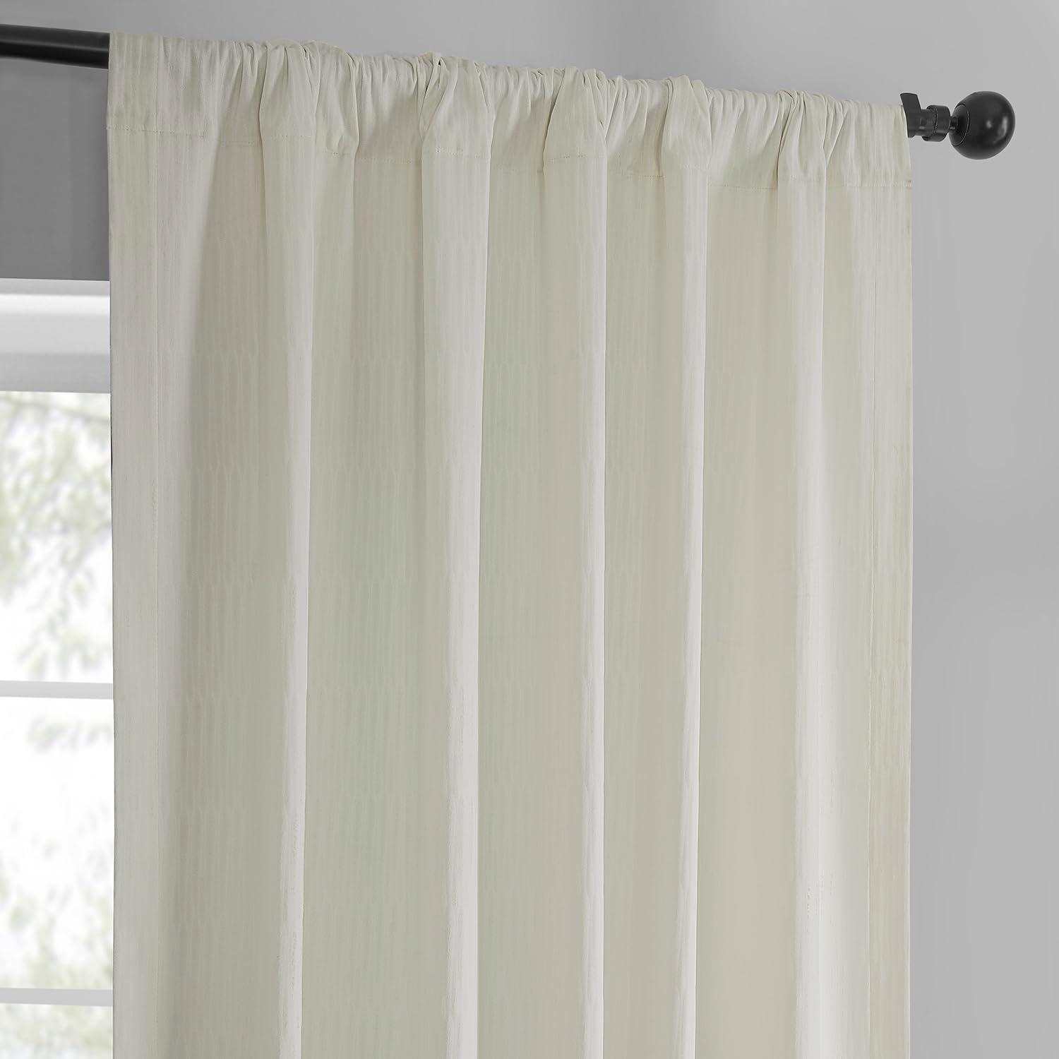 HPD Half Price Drapes Lounge Embossed Velvet Curtains 108 Inches Long Room Darkening Curtain for Bedroom and Living Room (1 Panel), 50W x 108L, Ivory