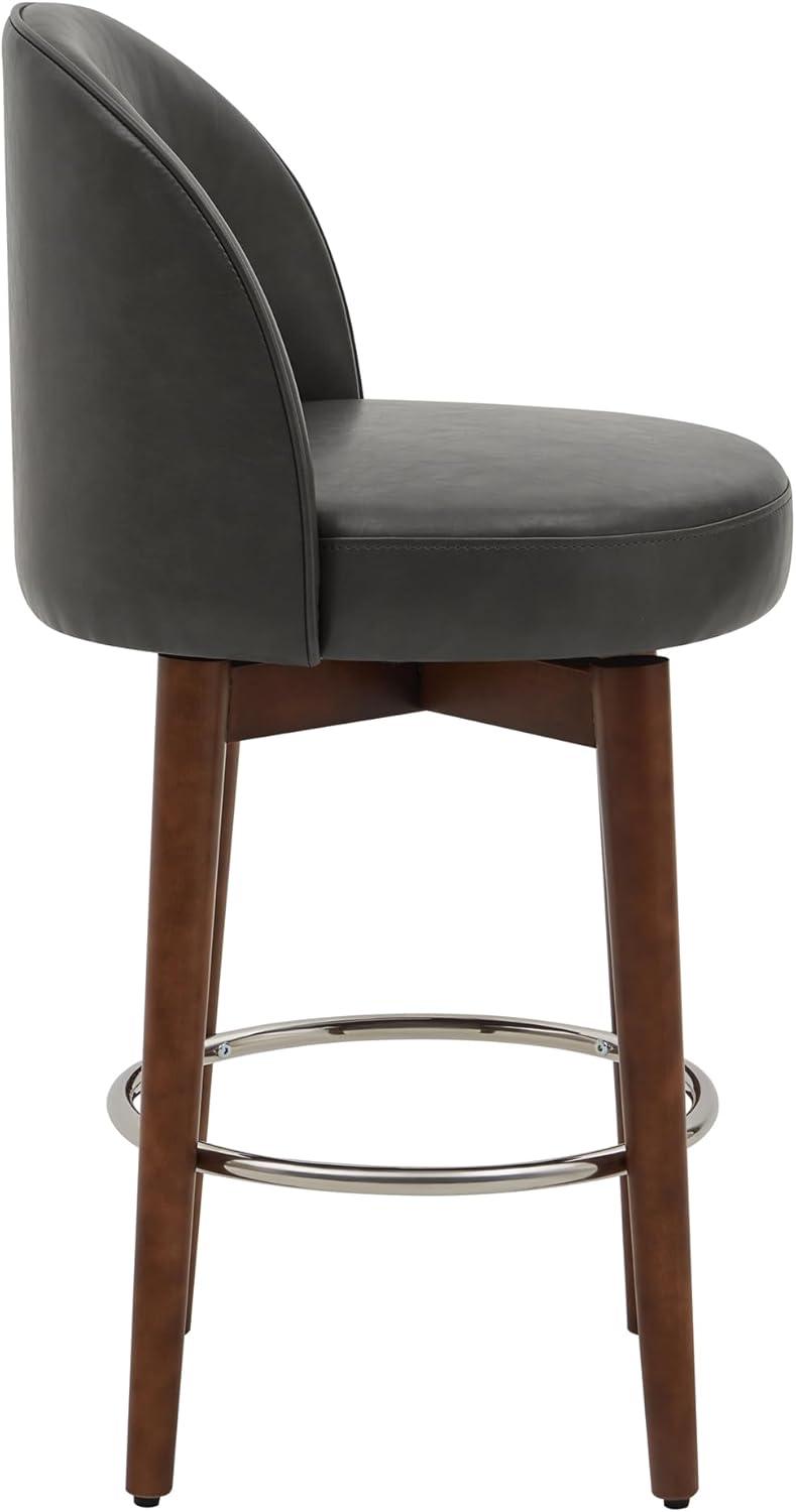CHITA Counter Height Bar Stools Set of 2,Swivel Barstools for Kitchen Island,26.4" H Seat Height,Faux Leather,Retro Grey