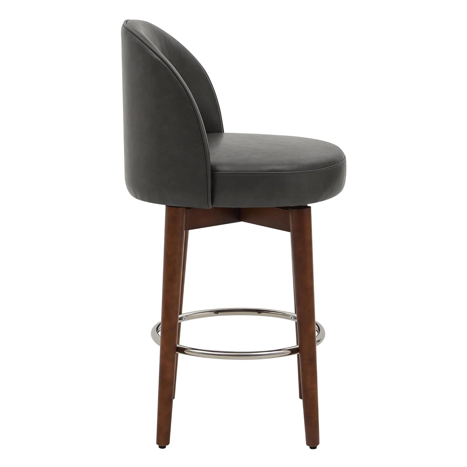 CHITA Counter Height Bar Stools Set of 2,Swivel Barstools for Kitchen Island,26.4" H Seat Height,Faux Leather,Retro Grey