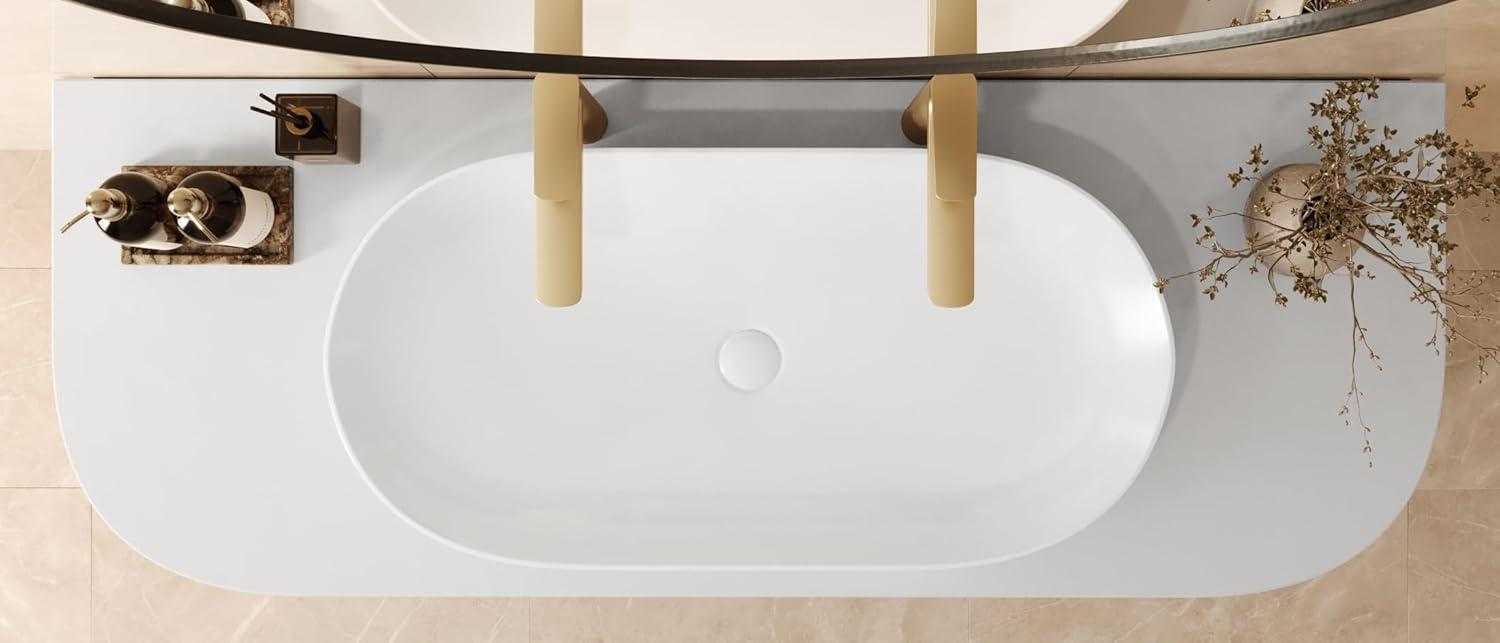 Ruvati RVB0432 Ruvati inch Bathroom Vessel Sink White Oval Above Counter Vanity Porcelain Ceramic