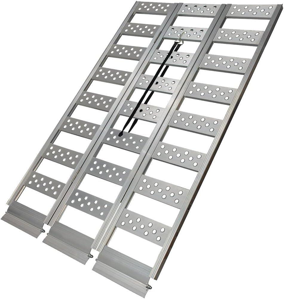 REESE 11272200 Tri-fold Aluminum Utility Ramp for ATVs, Snowmobiles, Dirt Bikes, Lawn Equipment, 45 Inch x 69 Inch, 1,600 lbs. Capacity