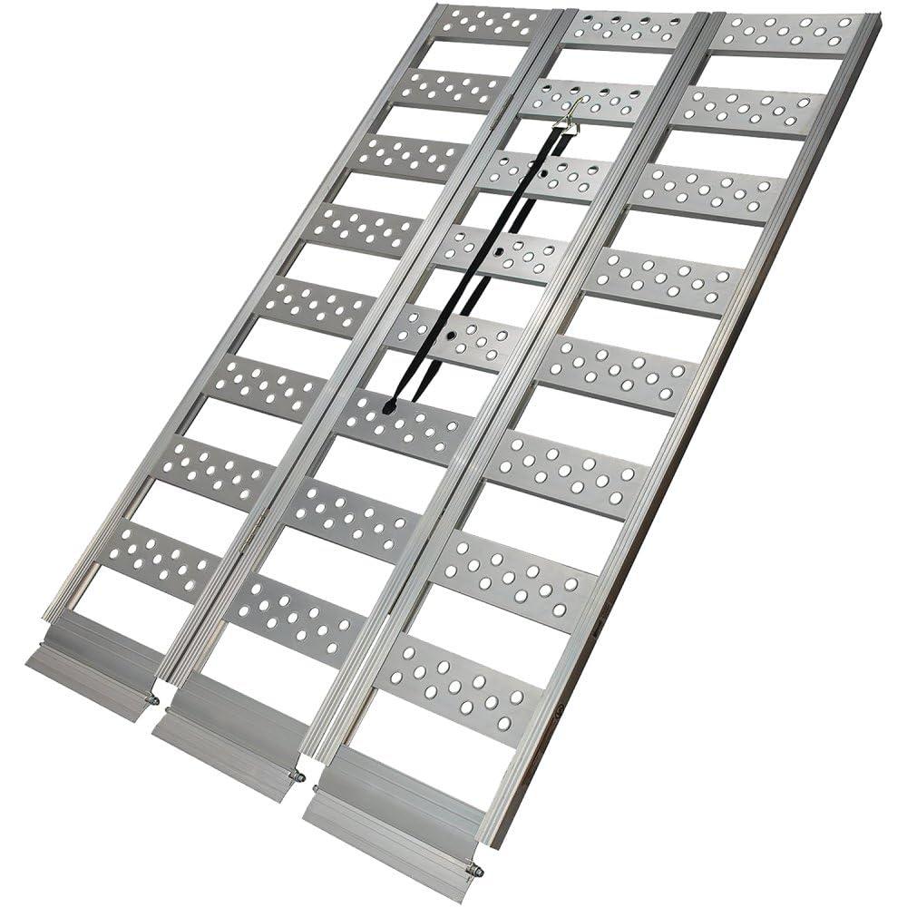 REESE 11272200 Tri-fold Aluminum Utility Ramp for ATVs, Snowmobiles, Dirt Bikes, Lawn Equipment, 45 Inch x 69 Inch, 1,600 lbs. Capacity