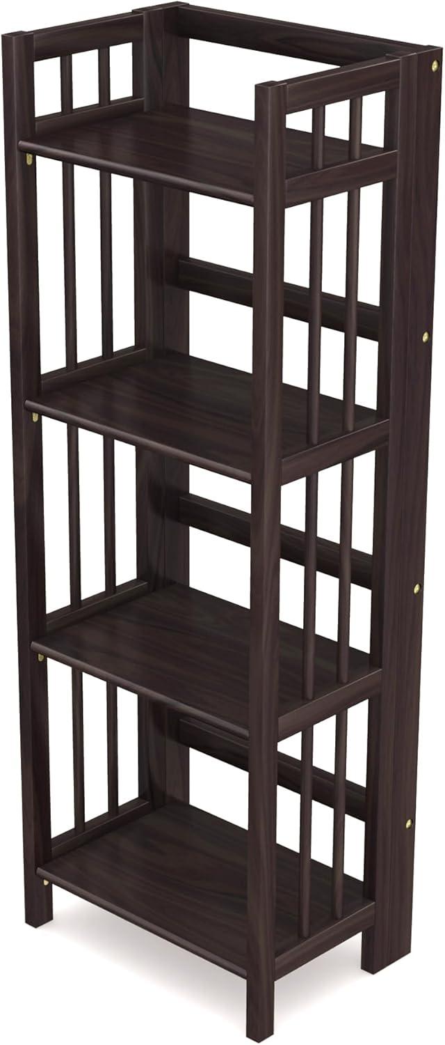 Stony Edge No Assembly Folding Four Shelf Bookcase (16 Inches Wide) Espresso Espresso Finish