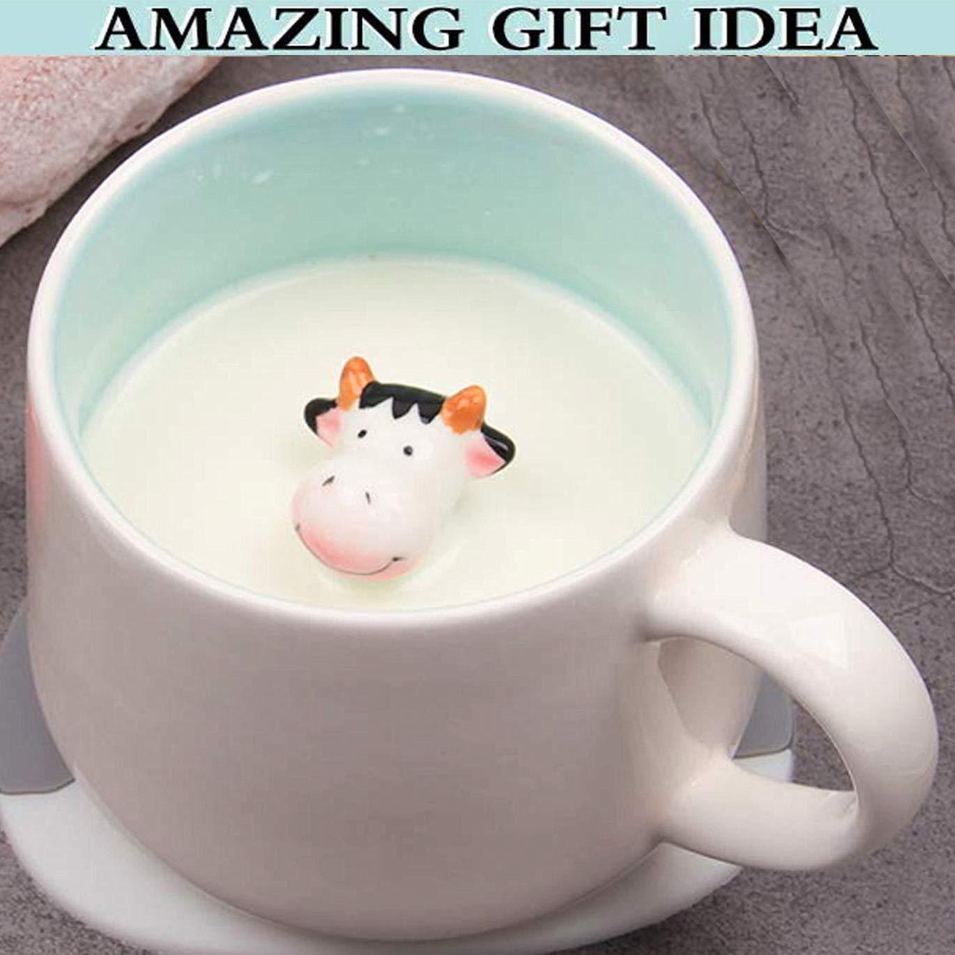 Clearance Cow Mug with Cow Inside Cute Coffee Mugs with Handle Tea Cups Ceramic Cup Funny Coffee Mugs with Spoon Mugs Gift Women Friends Unique Coffee Mug for Birthday Party Novelty Gift Fo