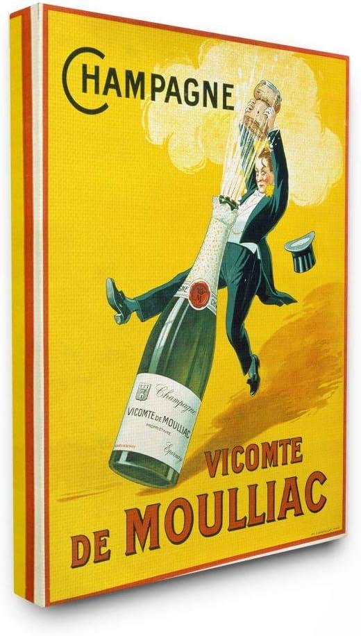Stupell Industries Vintage Illustration Champagne Vicomte de Moulliac Pop Bottle Canvas Wall Art Design by Marcus Jules, 24" x 30"