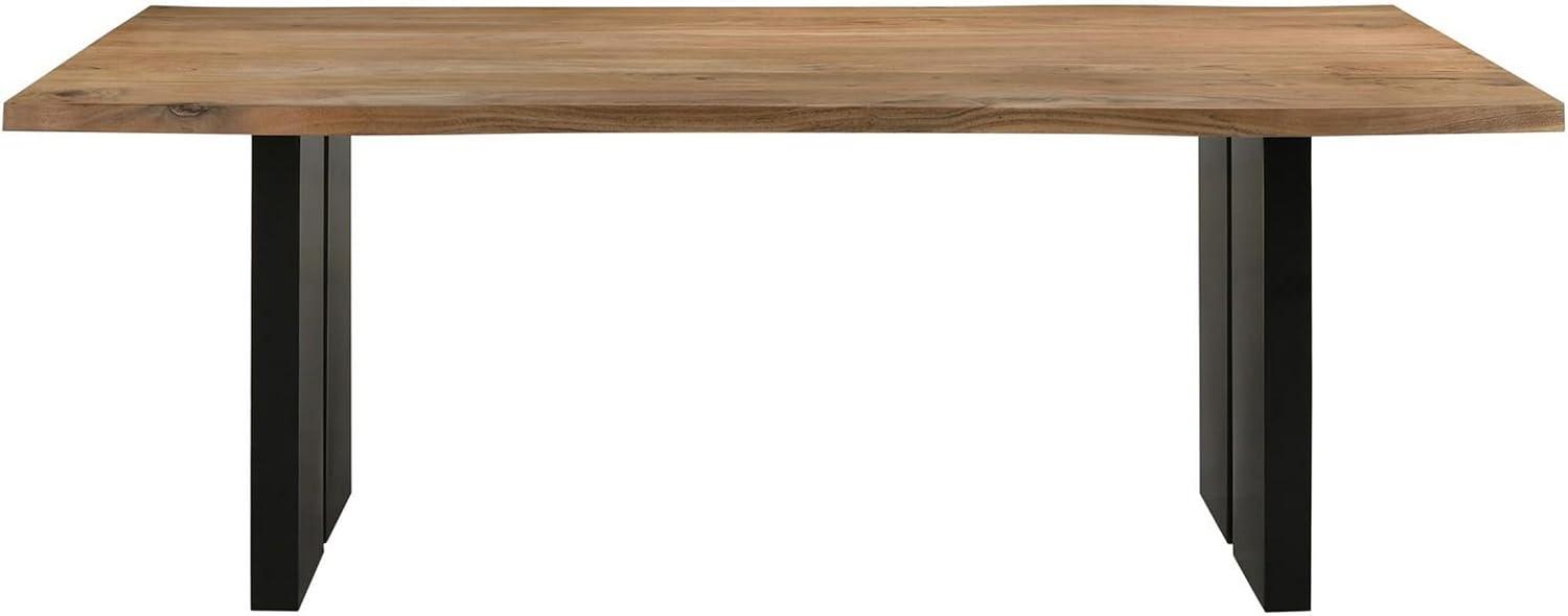 Benjara  30 x 80 x 40 in. Wood Rectangular Dining Table with Double Pedestal Base, Brown & Black