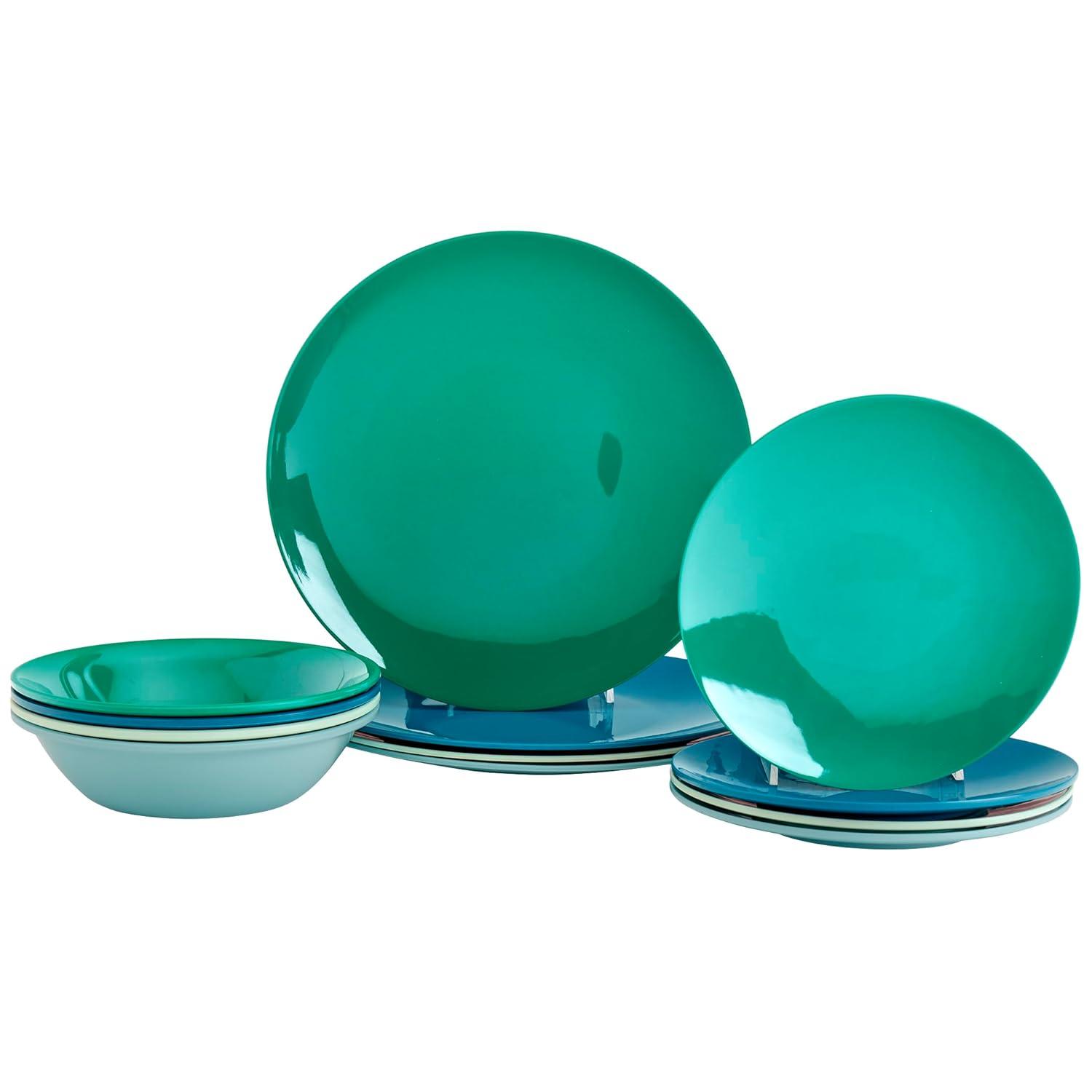 Tabletops Gallery Tabletops Gallery Peacock 12 Piece Melamine Dinnerware Set