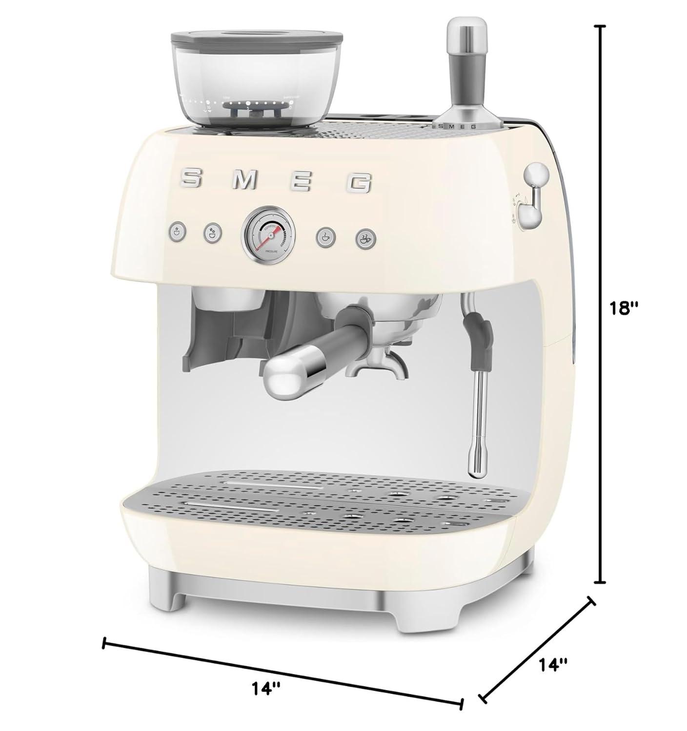 SMEG Cream Semi-Automatic Espresso Machine with Milk Frother