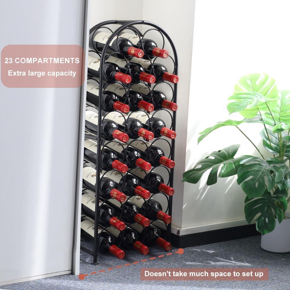 Fancial 23 Bottles of high-Capacity Metal red Wine Rack, Sturdy, Durable, Beautiful, and Generous. Detachable and Adjustable Foot Pads