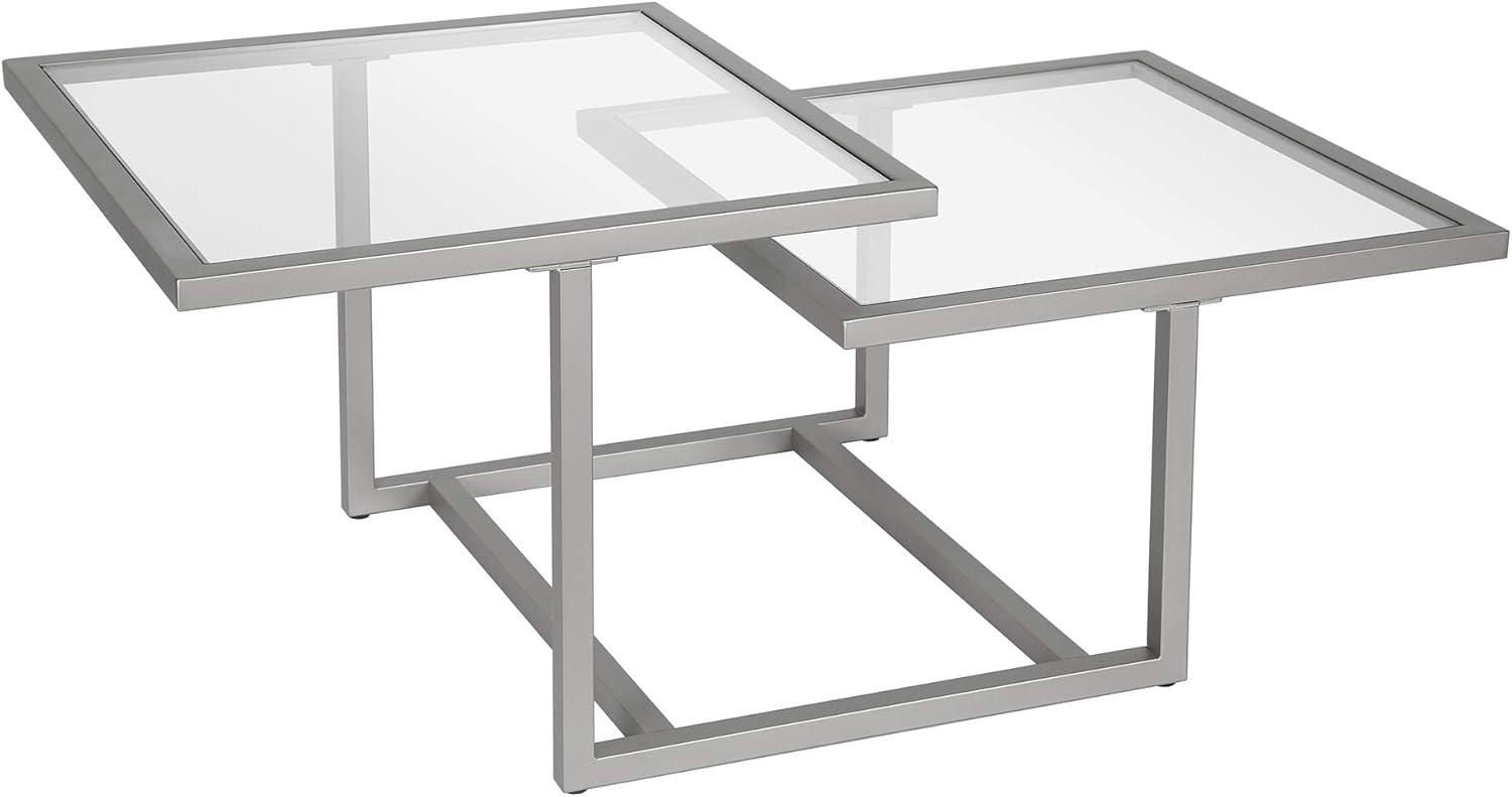 Amalie 43" Satin Nickel Geometric Glass Coffee Table