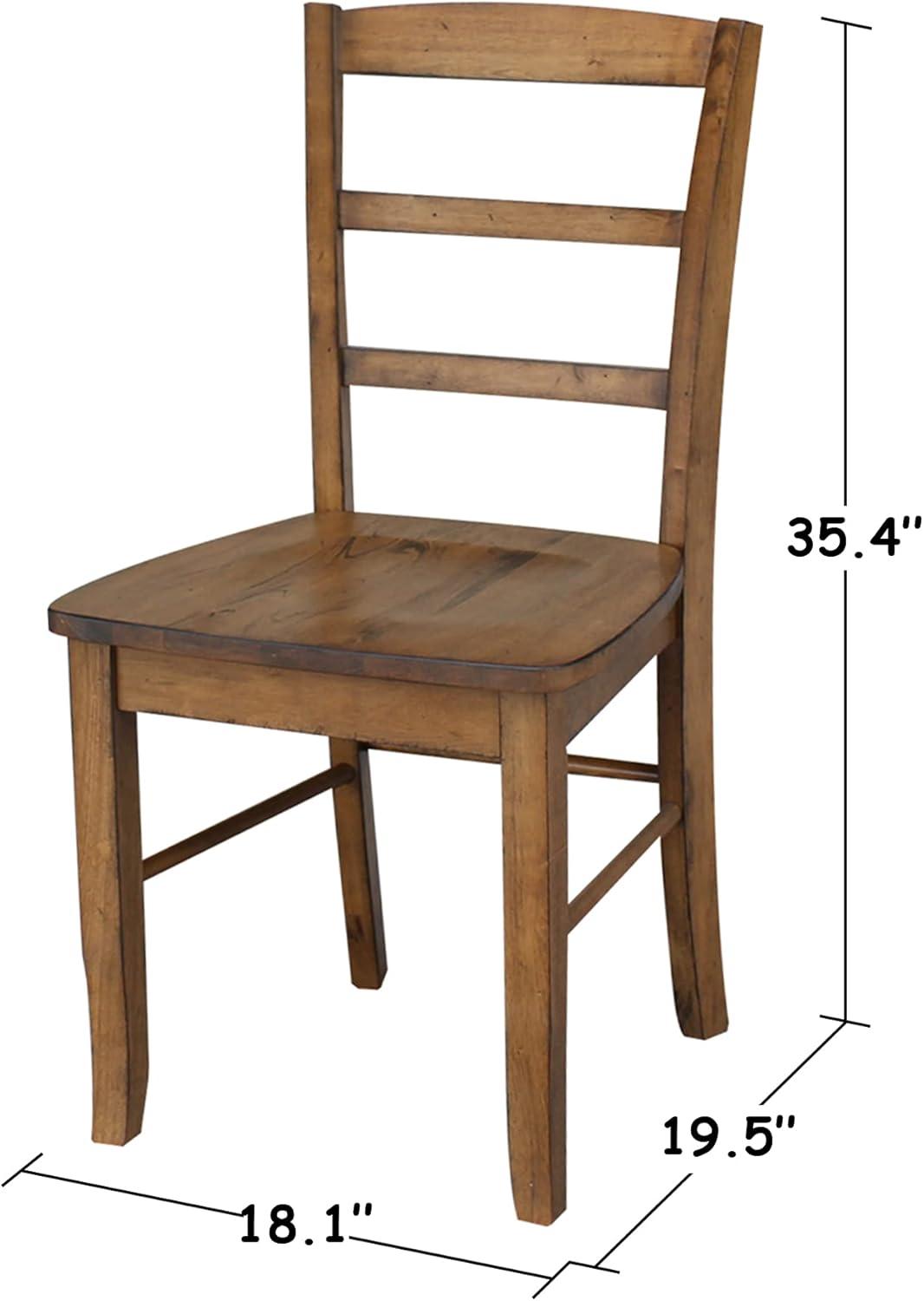 Set of 2 Madrid Ladderback Chairs Pecan - International Concepts: Solid Wood, Armless, Kitchen Seating