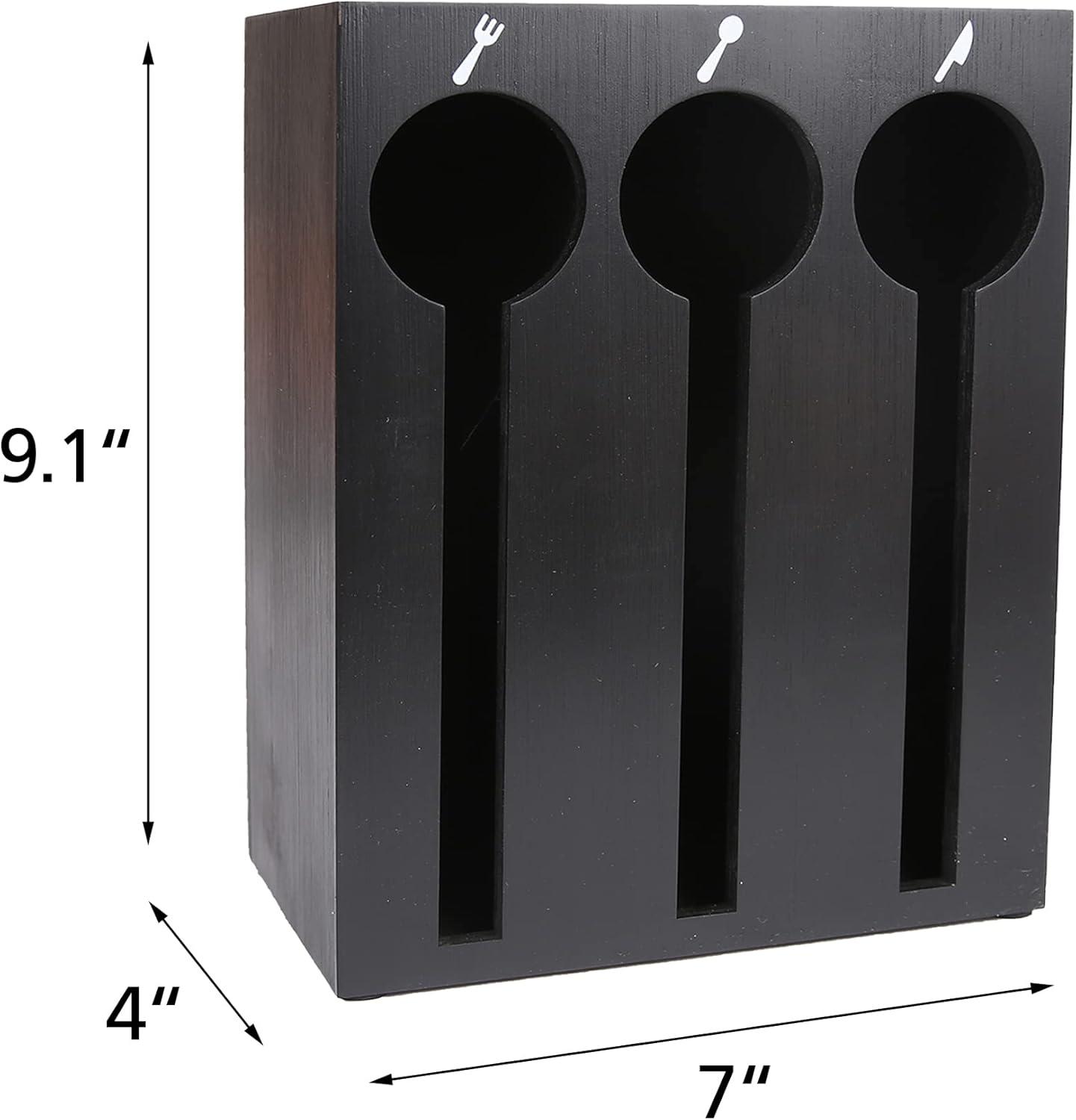 Mind Reader Mind Reader Utensil Dispenser, Silverware Organizer, Plastic Fork and Spoon DIspenser, Kitchen, 7"L x 5.75"W x 6"H, Black