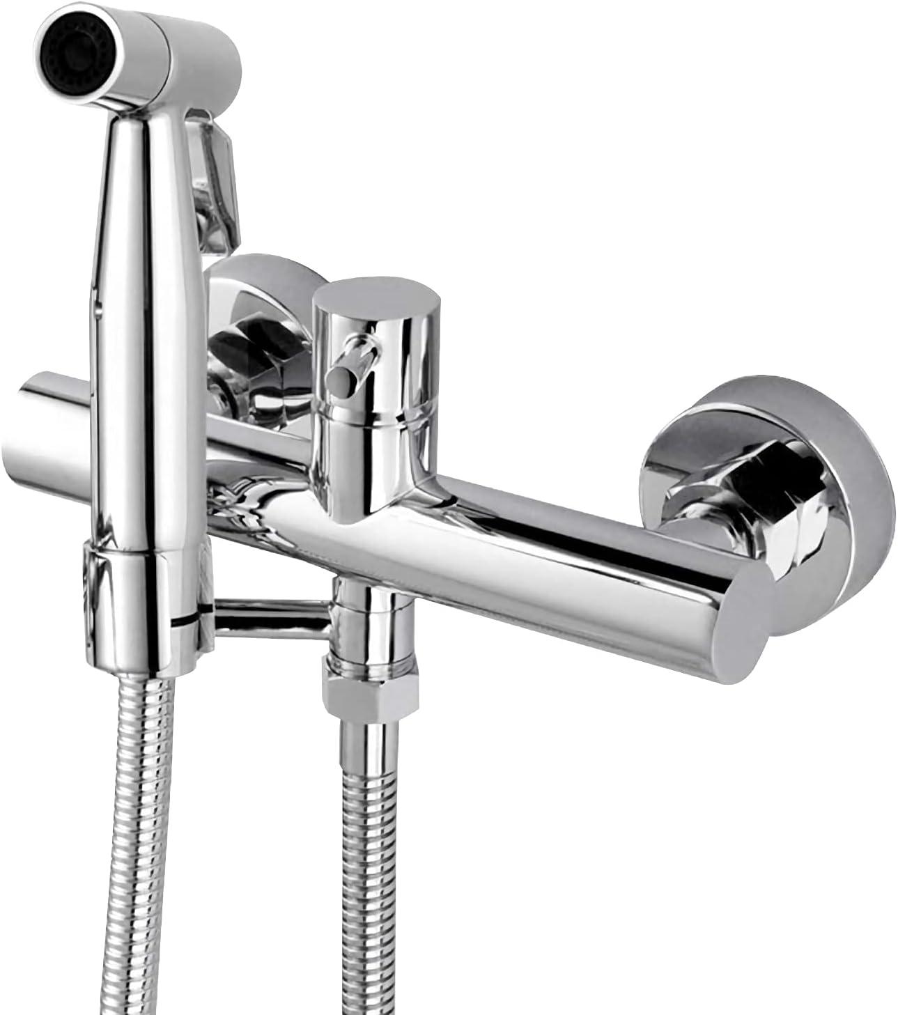 Polished Stainless Steel Wall Mount Bidet Sprayer with Hot and Cold Water