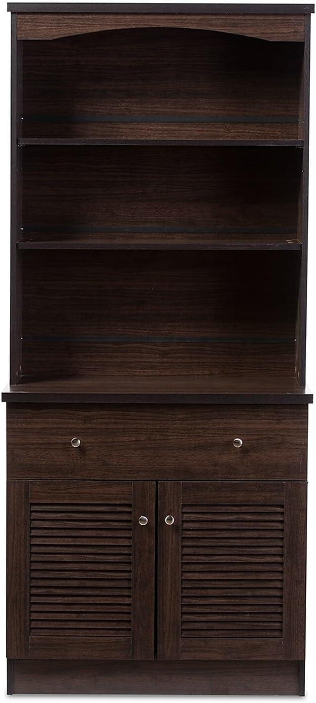 Agni Buffet and Hutch Kitchen Cabinet: Storage, Shelves, Drawer - Baxton Studio