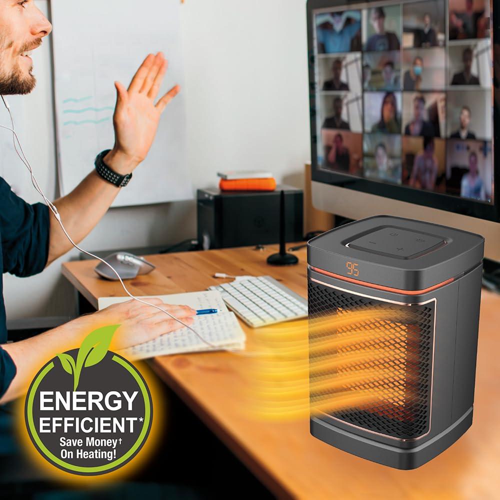 Handy Heater Gray 1500W 3 Speed Automatic Shutoff Ceramic Heater for 250 sq ft