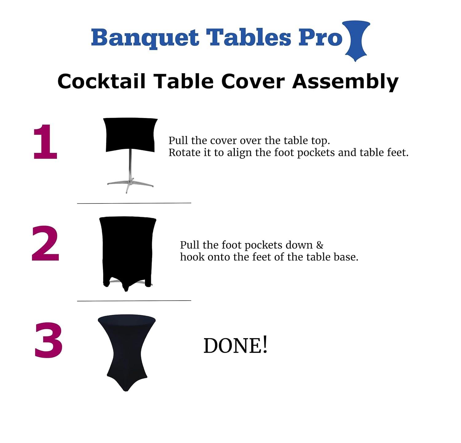 30 x 42 White Stretch Spandex Highboy Cocktail Cover -by Banquet Tables Pro