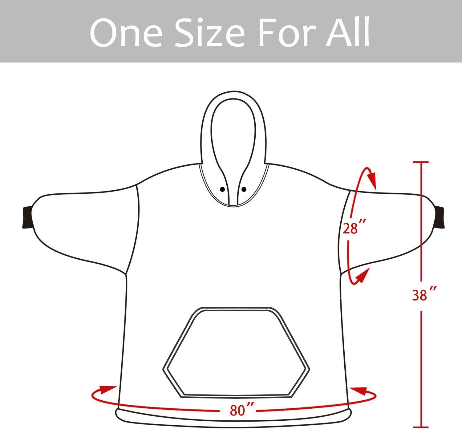 Catalonia Oversized Hoodie Blanket Sweatshirt, Warm Sherpa Giant Pullover with Front Pocket for Men Women