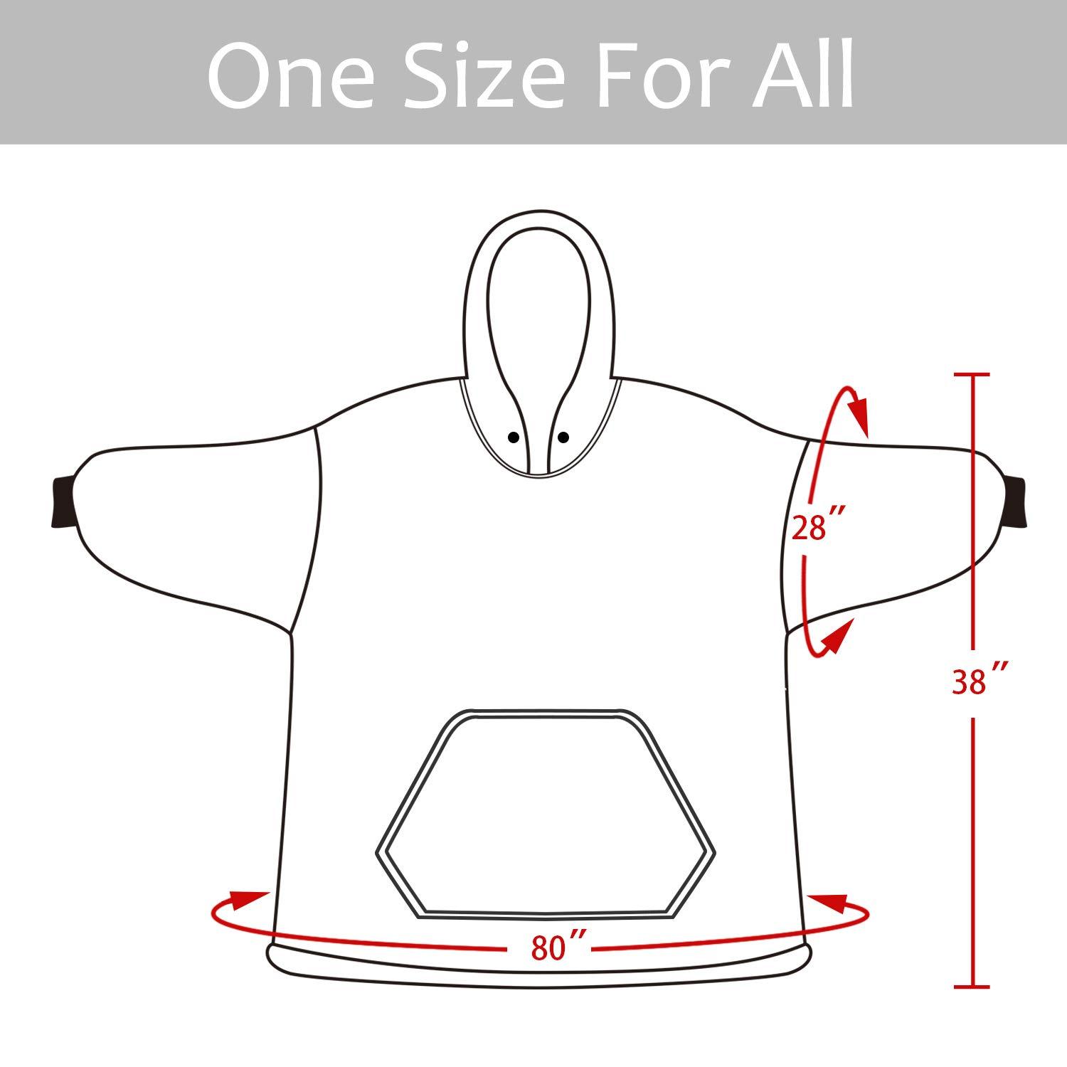 Catalonia Oversized Hoodie Blanket Sweatshirt, Warm Sherpa Giant Pullover with Front Pocket for Men Women