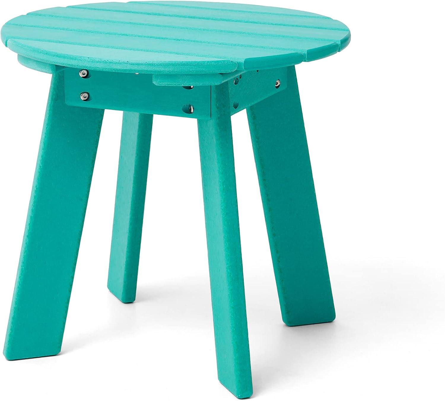 Aqua HDPE Round Outdoor Accent Table, 20" Diameter