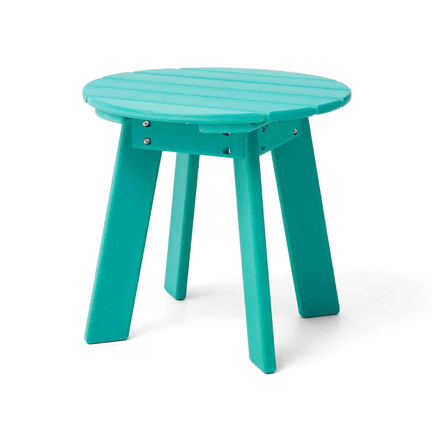 Aqua HDPE Round Outdoor Accent Table, 20" Diameter