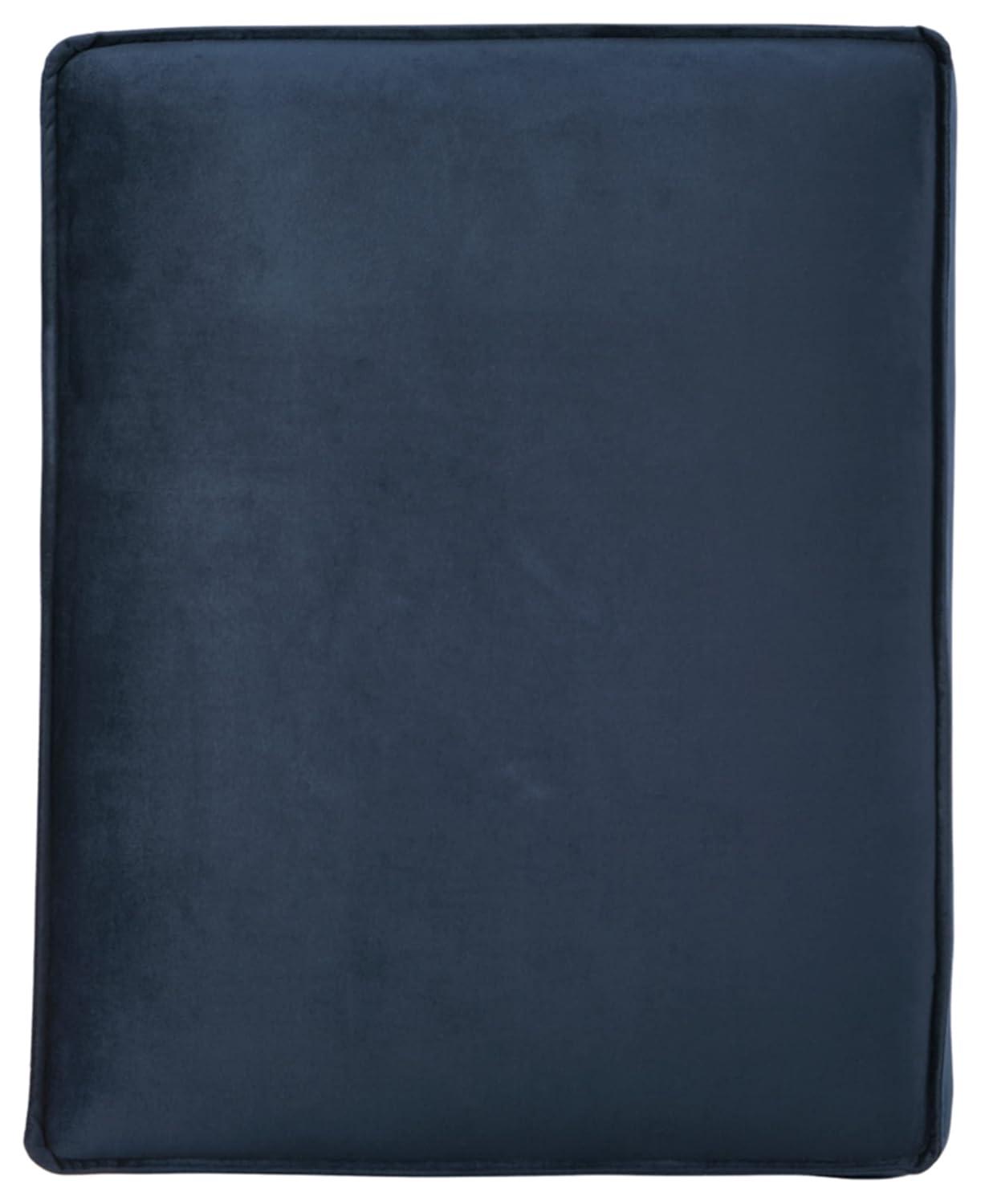 Macleary 29.5" Navy Blue Velvet Ottoman with Brass-Tone Metal Legs