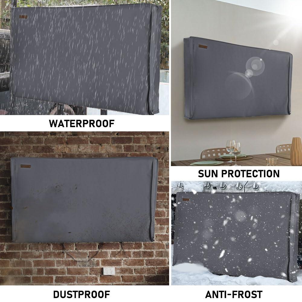 Outdoor TV Cover 41-43 Inches, HOMEYA 600D Heavy Duty Weatherproof TV Enclosure with Front Flap, Waterproof Zipper+Bottom Cover, for Outside LED LCD Flat Screen TVs-Cover Size 40.5''L x 24''H x 4.5"W