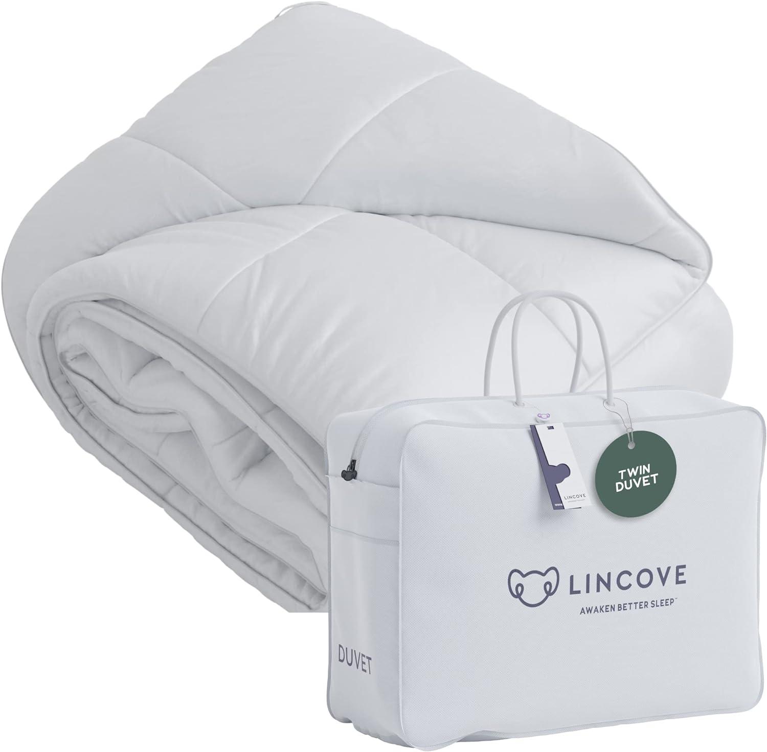 Lincove Down Comforter - Duvet, 600 Thread Count, 100% Cotton Sateen, Corner Loops