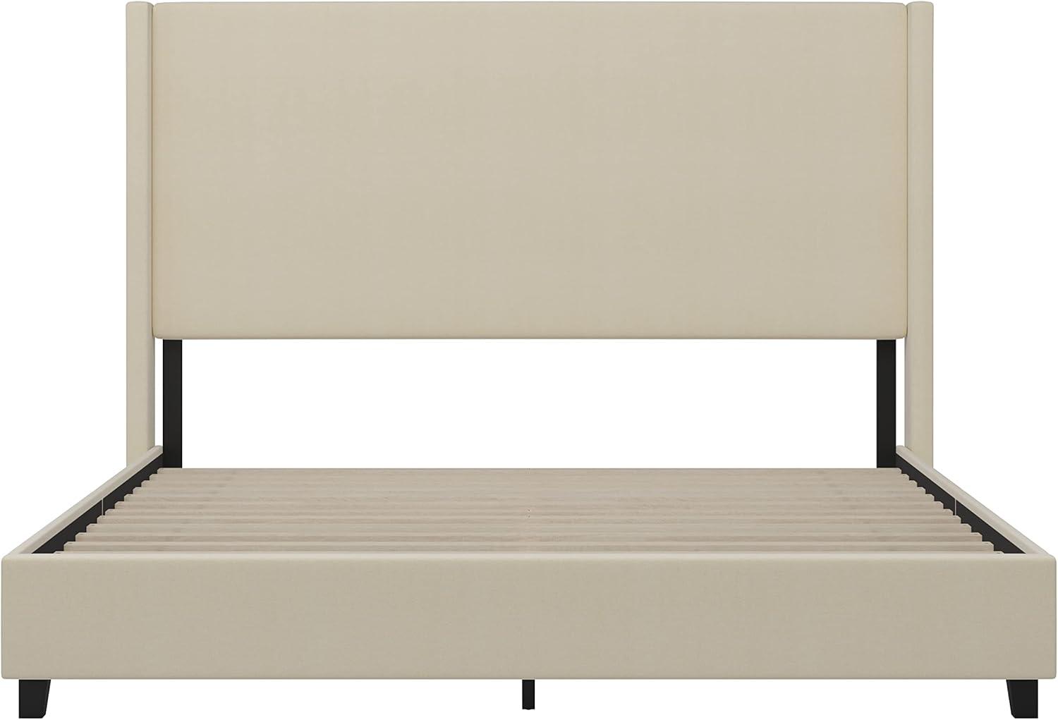 Taylor & Logan King 57" High Kellan Platform Bed Beige: Elegant Plastic Frame, No Box Spring Needed