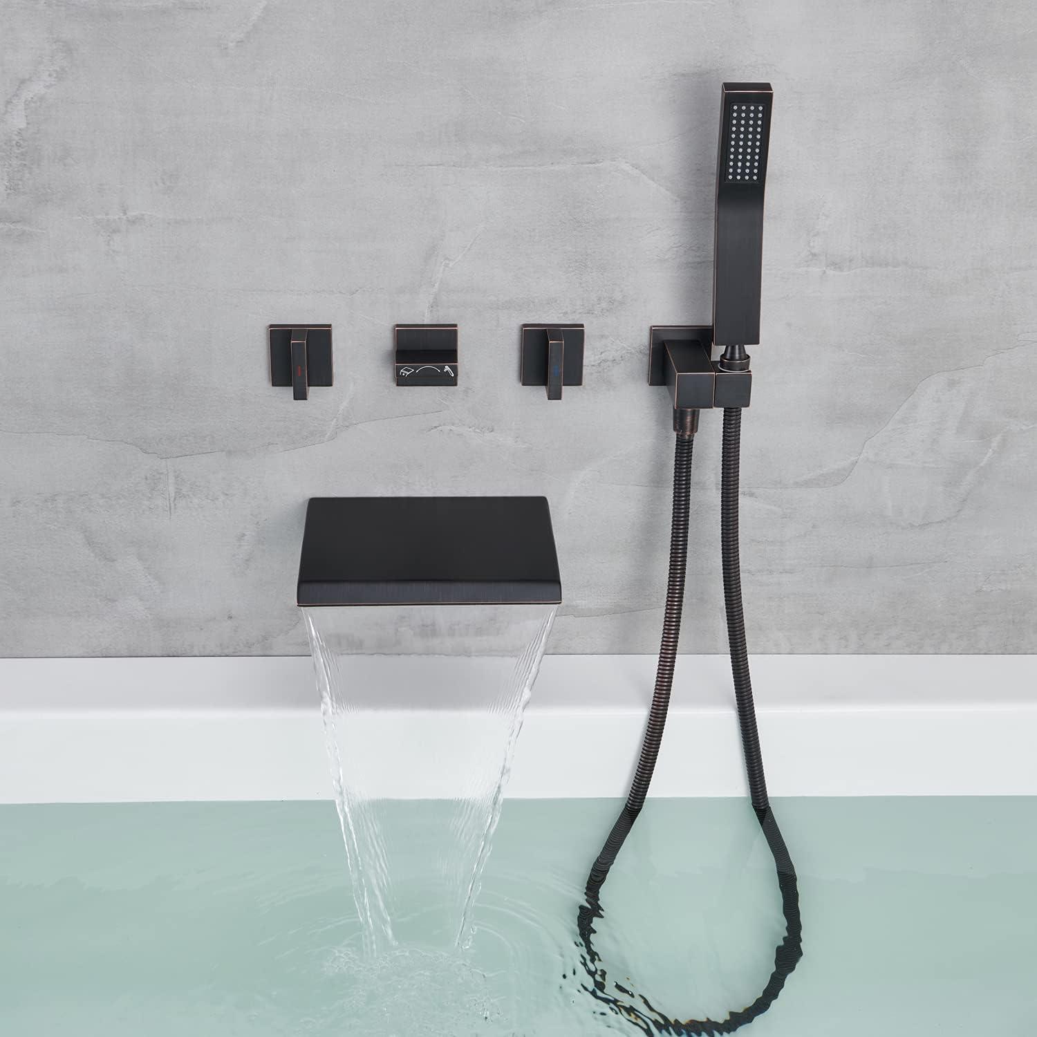 Oil Rubbed Bronze Wall Mount Tub Faucet with Hand Shower