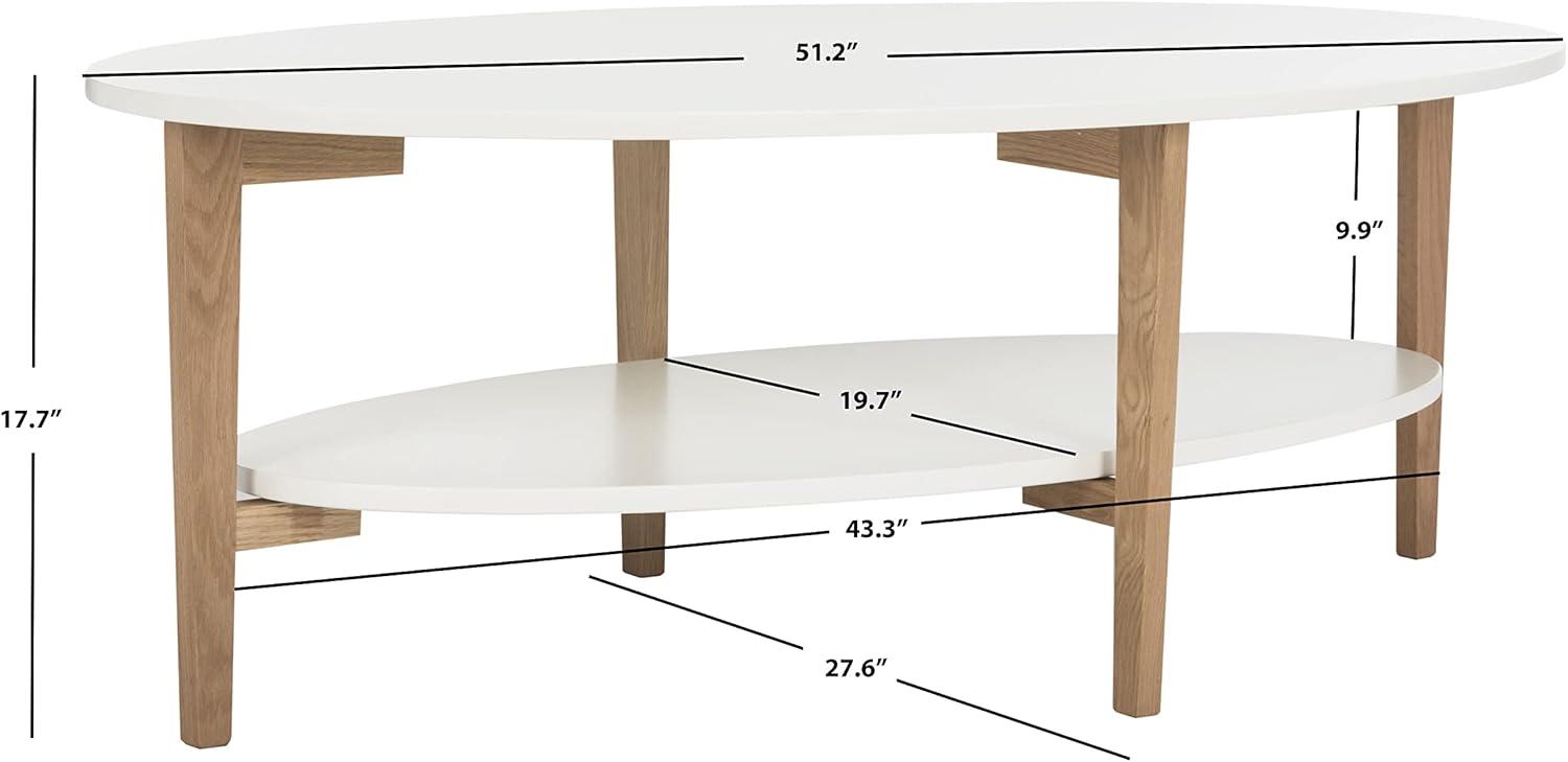 Woodruff Oval Coffee Table - White/Oak - Safavieh