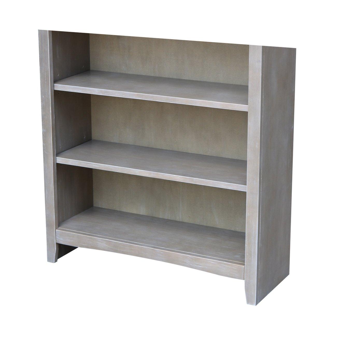 72" Shaker Bookcase Washed Gray/Taupe - International Concepts: Solid Wood, 5 Shelves, Mid-Century Design