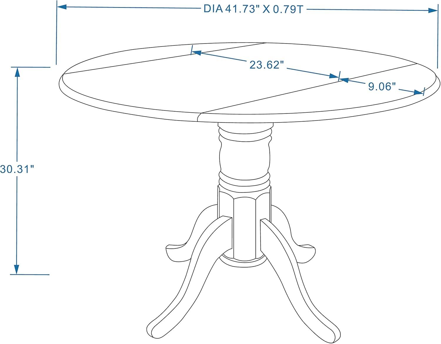 Glenwillow Home 42" Solid Wood Pedestal Base Double Drop Lead Dining Table