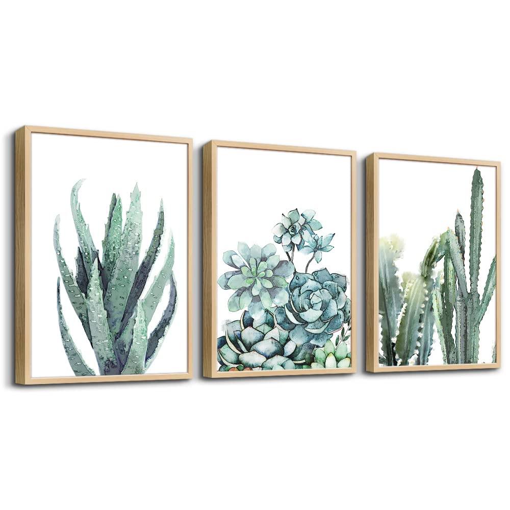 Canvas Wall Art For Living Room Bathroom Wall Decor For Bedroom Kitchen Artwork Canvas Prints Green Plant Flowers Painting 12" X 16" 3 Pieces Modern Framed Office Home Decorations Family Picture