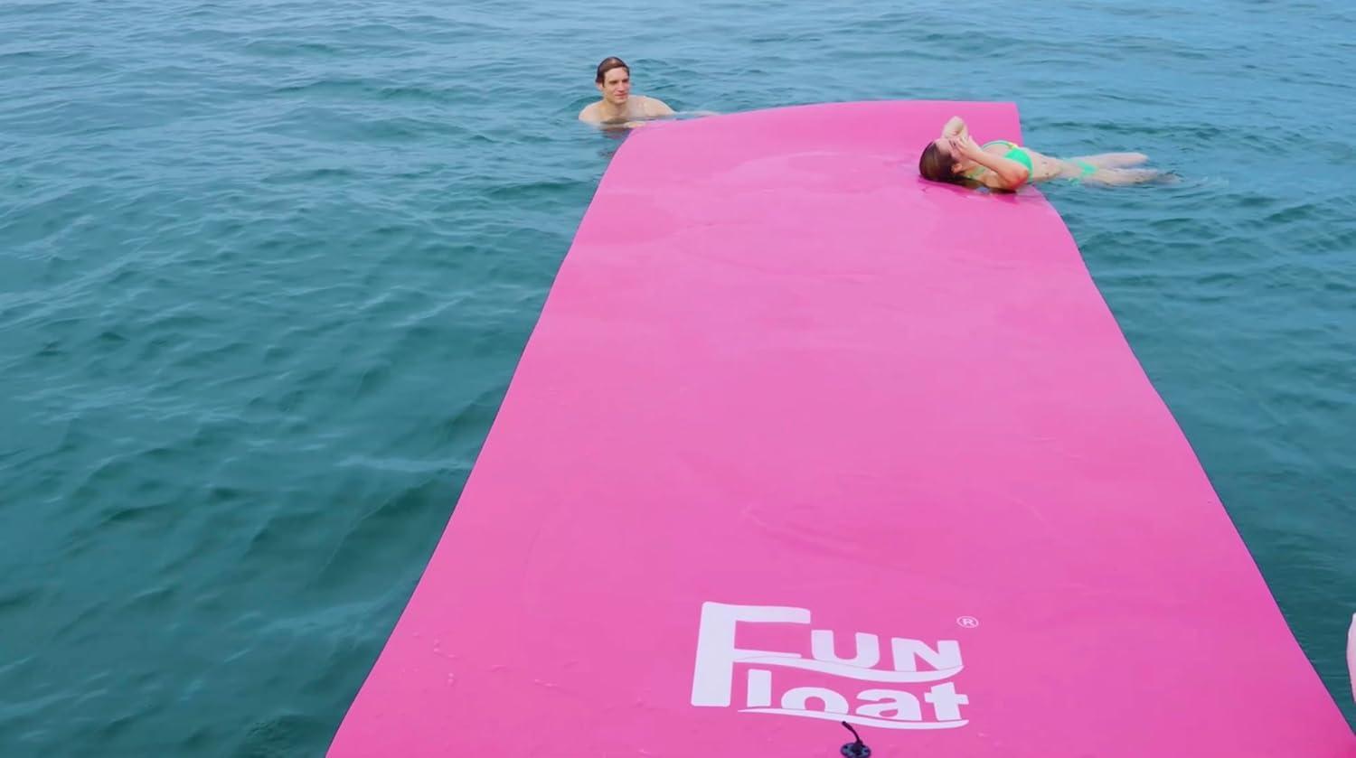 Floating Water Mat, 3-Layer and 1.38 inch Thick, 18'*6'/9'*6', Swimming Island,Aqua Pad,Used in Lake,Pool,on Beach, Vacation,Water Activities,Sports,Recreations,Parties,with Mooring Device