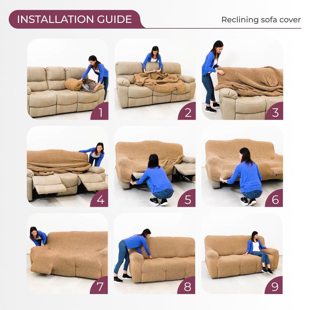 Stretchy Slipcover for Recliner 3-seater Sofa - Premium Quality & Style - Jacquard Collection