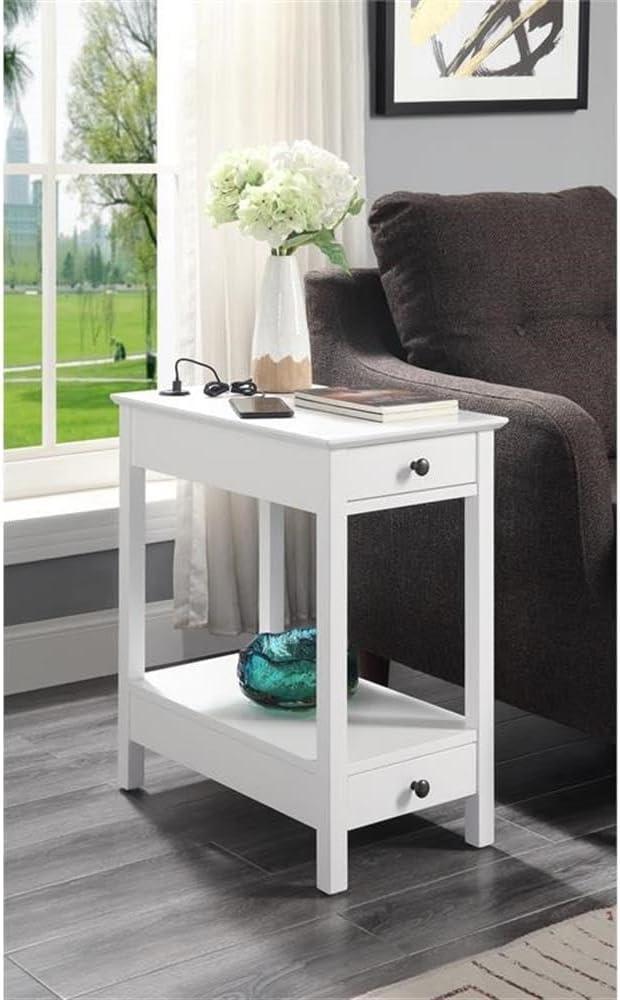 Byzad Side Table with USB Charging Dock Teal - Acme Furniture: Modern Storage, Drawer, Shelves, MDF Wood