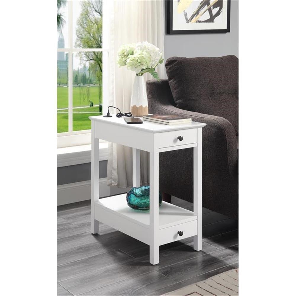 Byzad Side Table with USB Charging Dock Teal - Acme Furniture: Modern Storage, Drawer, Shelves, MDF Wood