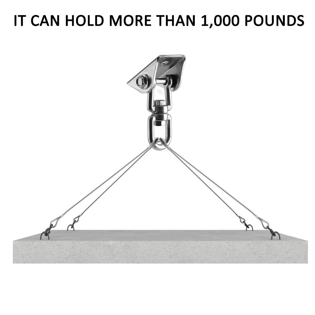 Hammock Hanging Kit, 1000 lb Capacity Heavy Duty 360° Rotate Swing Ultra Durable Hooks for Swing, Chair, Multiple Indoor Outdoor Gym