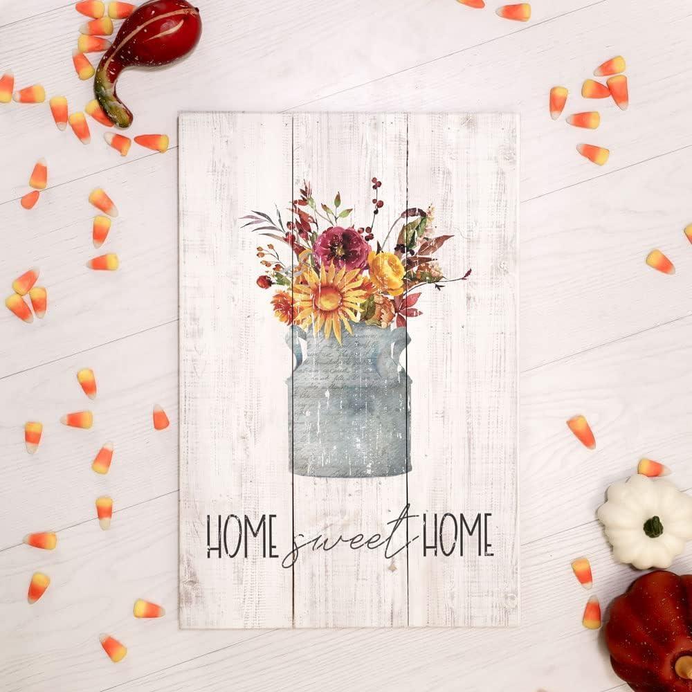 Home Decor 16.0 Inch Home Sweet Home Wall Art Farmhouse Floral Rustic Panel Box Signs