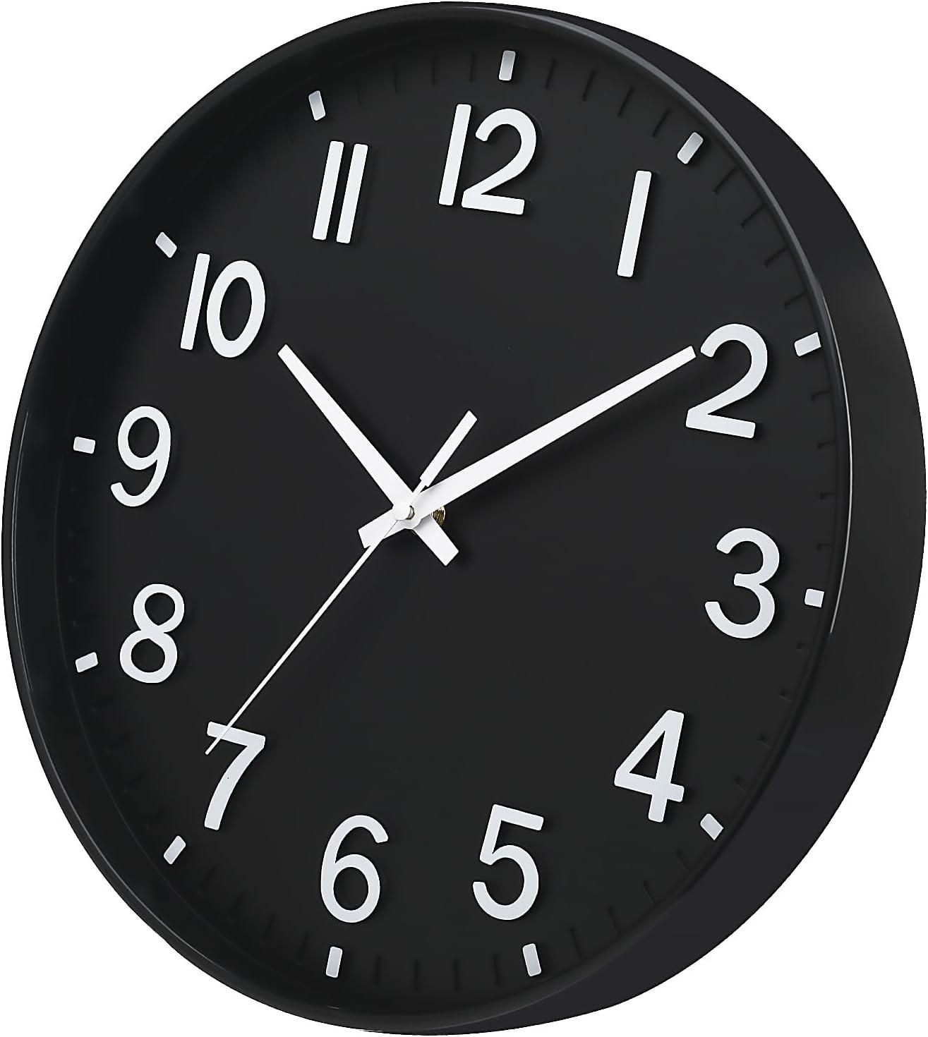 Warkul 12-Inch Wall Clock High-precision Battery Operated Easy-to-Read Silent Non-Ticking Quartz Clock Wall Art Decoration