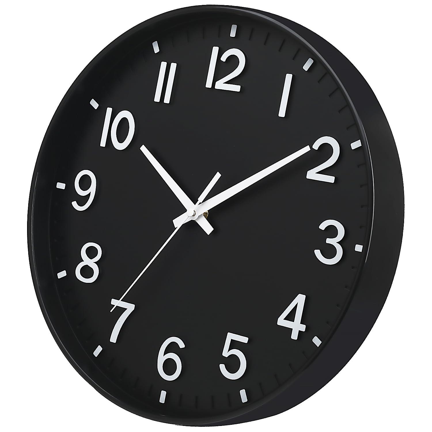 Warkul 12-Inch Wall Clock High-precision Battery Operated Easy-to-Read Silent Non-Ticking Quartz Clock Wall Art Decoration