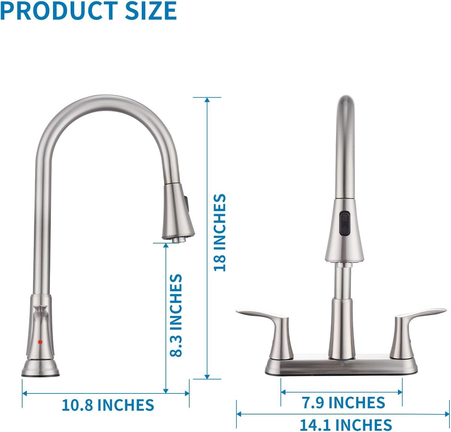 Brushed Nickel Dual Handle Kitchen Faucet with Pull-out Spray