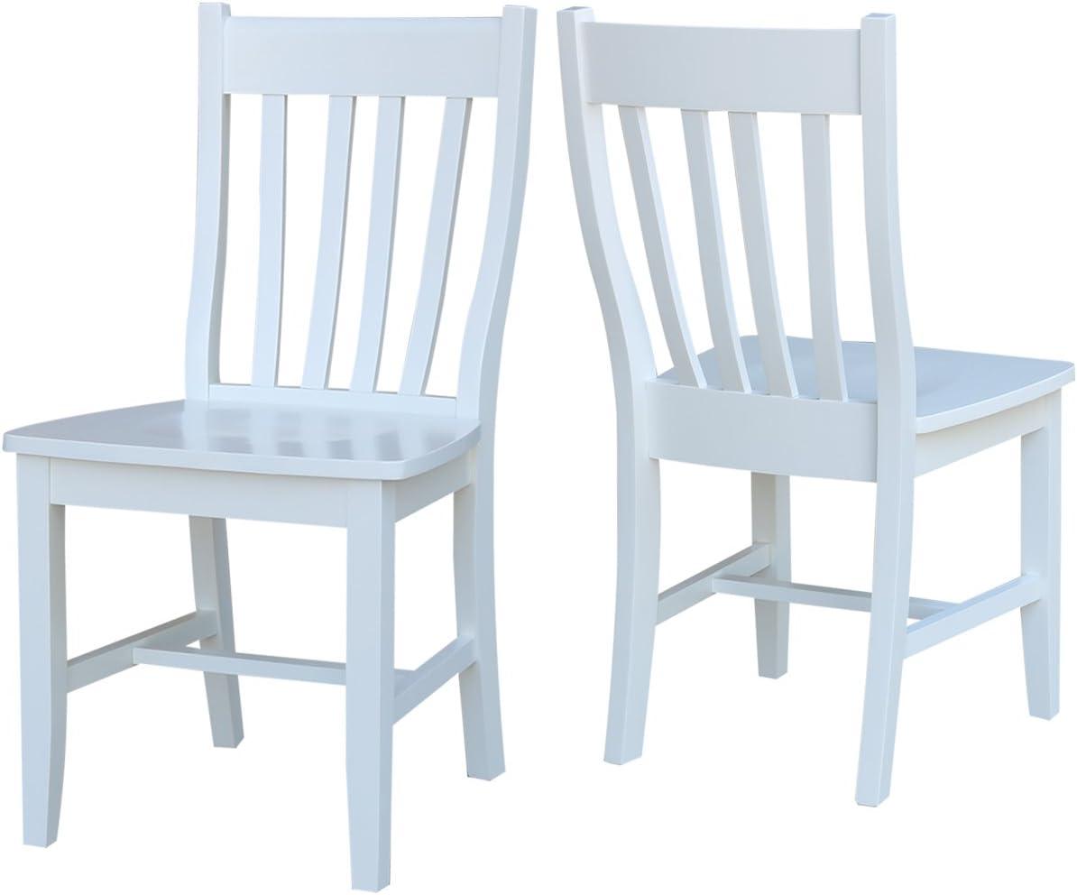 Elegant White Solid Wood High Slat Side Chairs, Set of 2