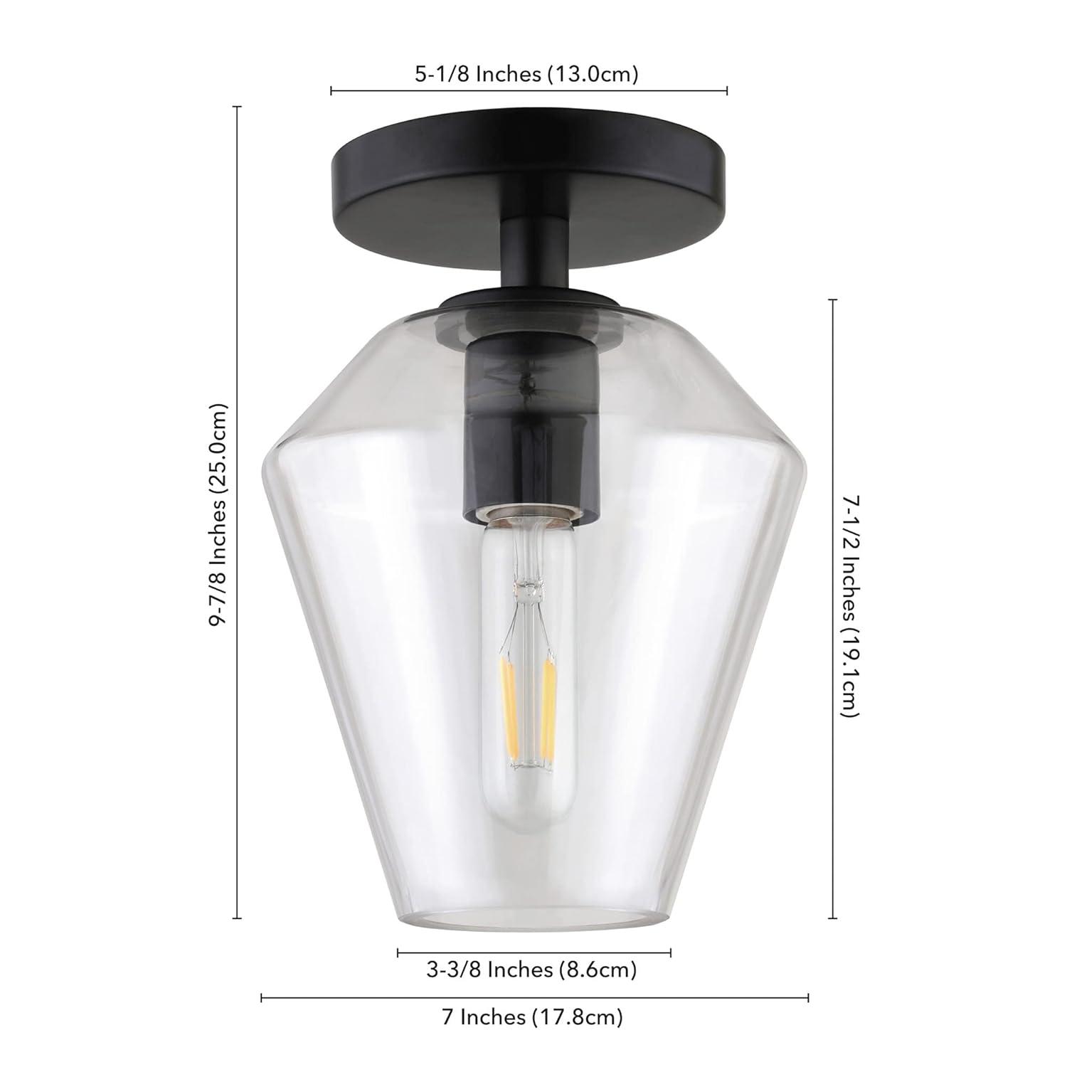 Evelyn&Zoe 7" Black Semi Flush Mount