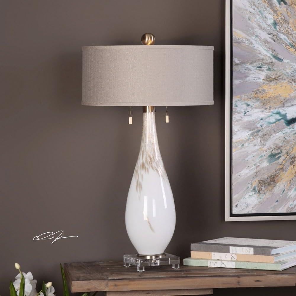 Uttermost Cardoni 32" Gloss White Hand-Blown Glass Table Lamp