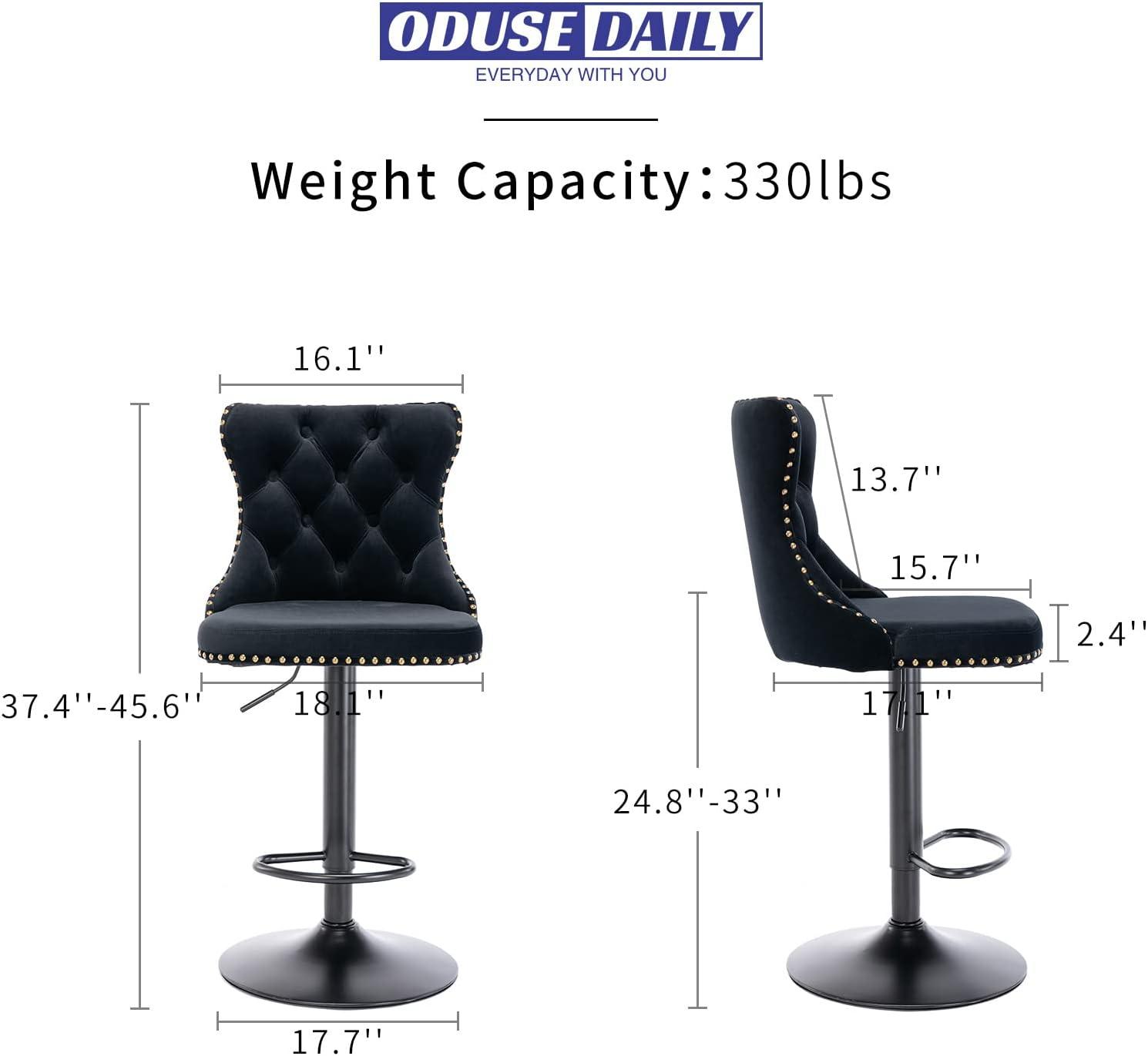 Modern Upholstered Tufted Swivel Velvet Bar Stools (Set of 4)