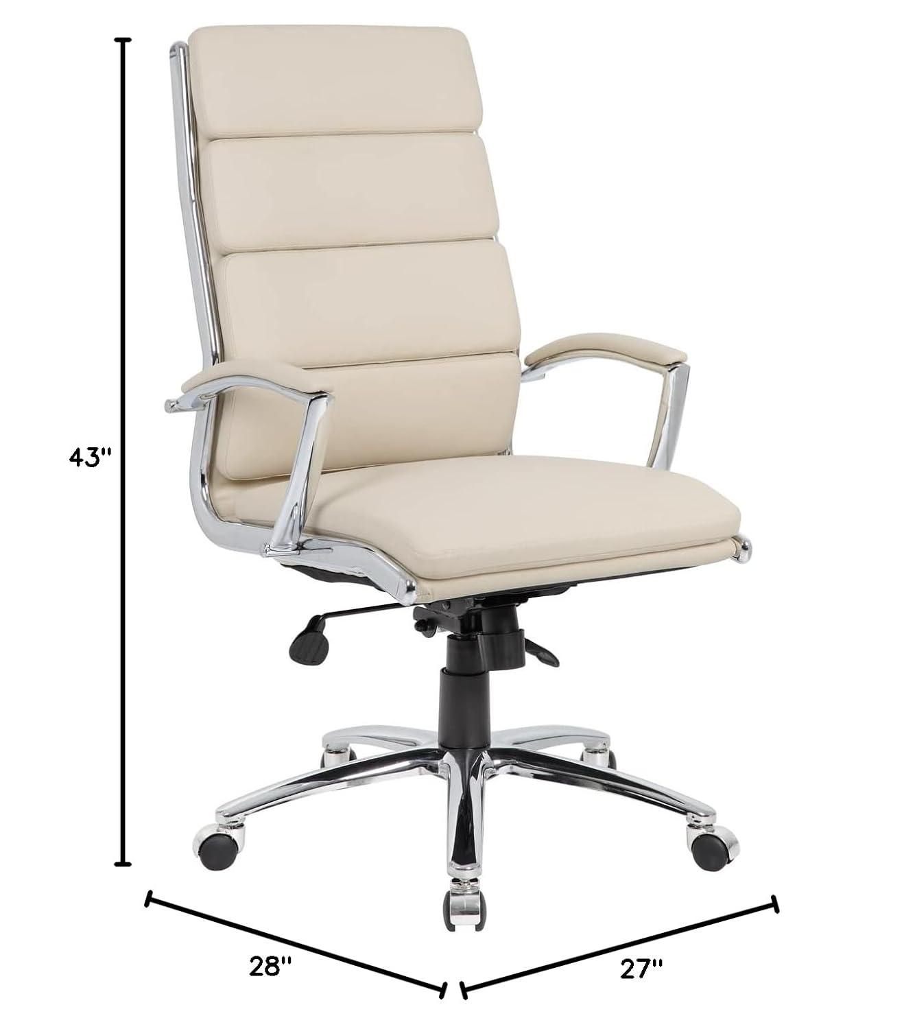 Contemporary Striped Executive Office Chair Beige with Lumbar Support & Casters - Boss Office Products