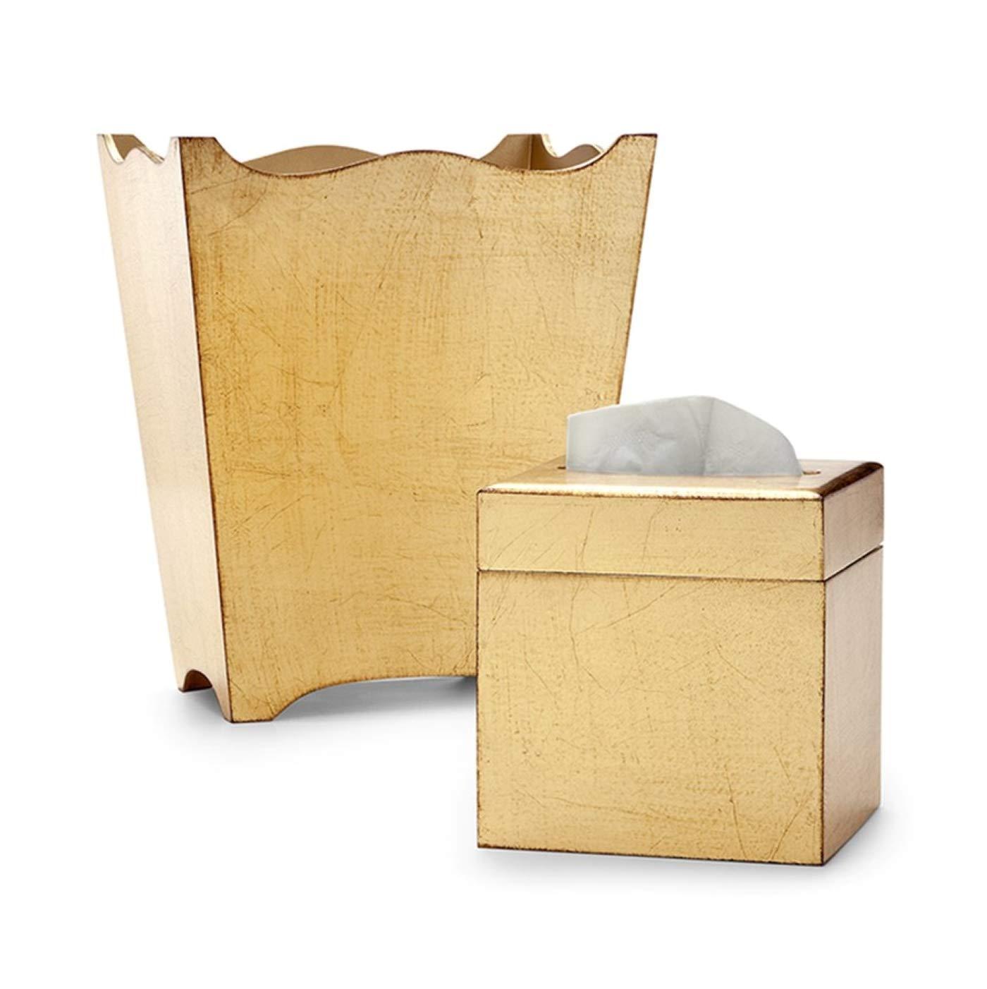 VIETRI Florentine Wooden Accessories Gold Waste Basket Trash Can 3 Gallon Waste Basket