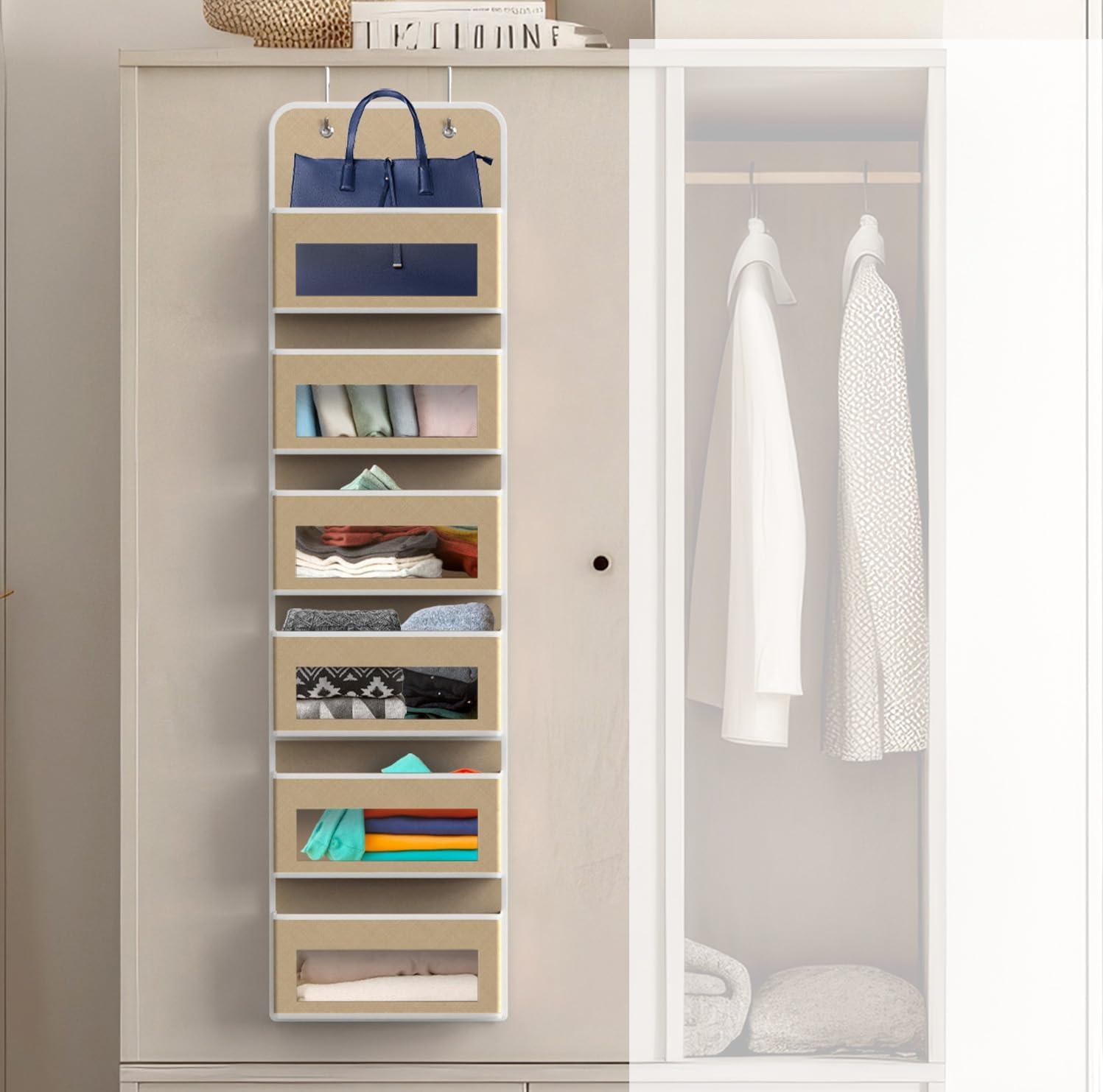 Simple Houseware Baby Over The Door Hanging Organizer Storage, 6 Clear Window Pocket, Beige