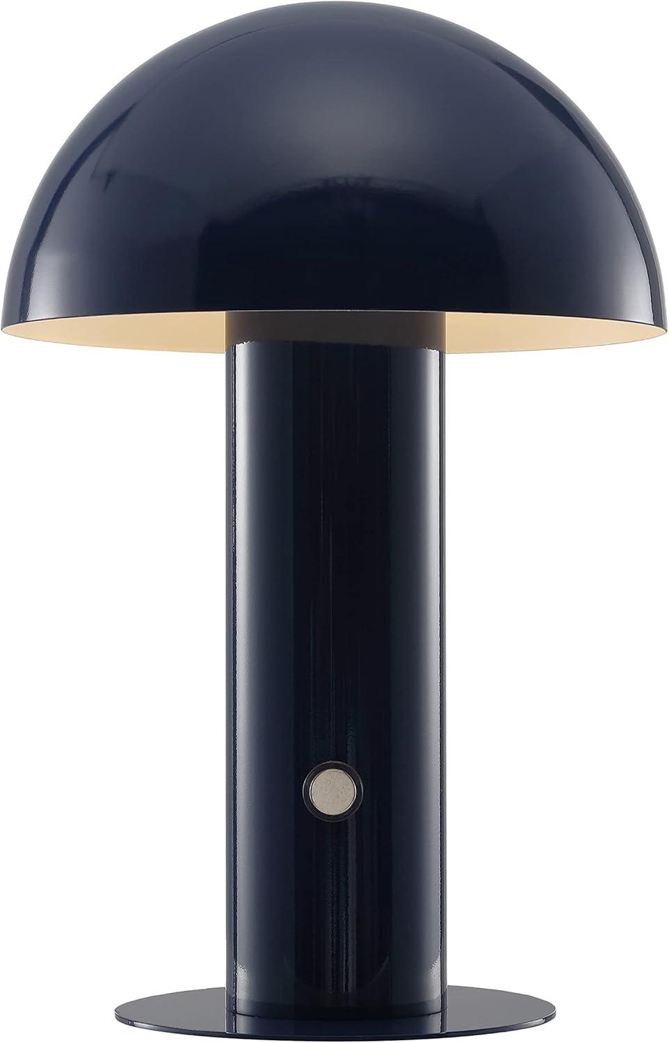 JONATHAN Y JYL7115E Boletus 10.75" Contemporary Bohemian Rechargeable/Cordless Iron Integrated Portable LED Mushroom Table Lamp, Modern, Coastal for living room, dinning room, bedroom, Navy